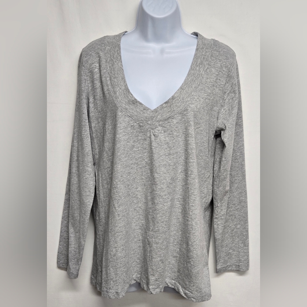 Ambiance 3XL Grey Pullover Top V Neck Long Sleeve